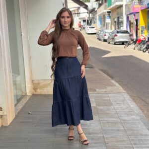 Saia mídi jeans
